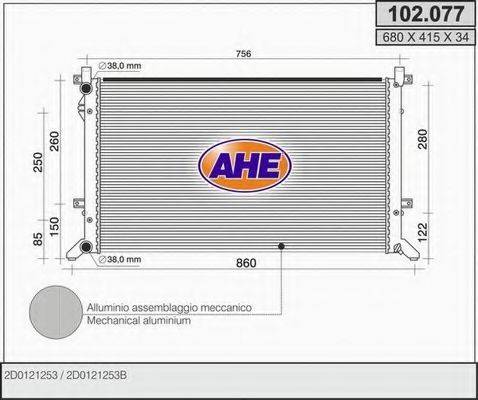 AHE 102077 Радиатор, охлаждение двигателя