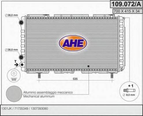 AHE 109072A Радиатор, охлаждение двигателя