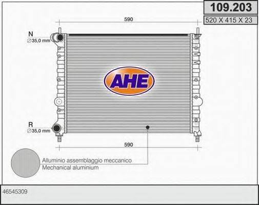 AHE 109203 Радиатор, охлаждение двигателя
