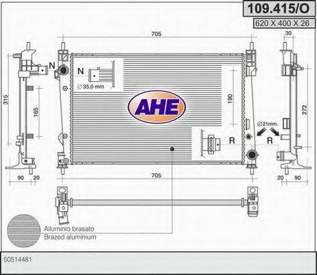 AHE 109415O Радиатор, охлаждение двигателя