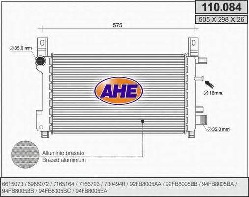 AHE 110084 Радиатор, охлаждение двигателя