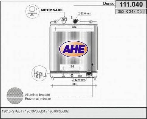 AHE 111040 Радиатор, охлаждение двигателя