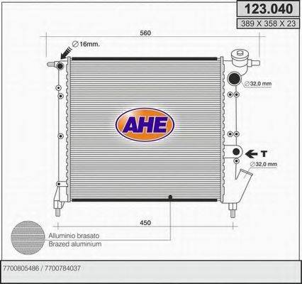 AHE 123040 Радиатор, охлаждение двигателя