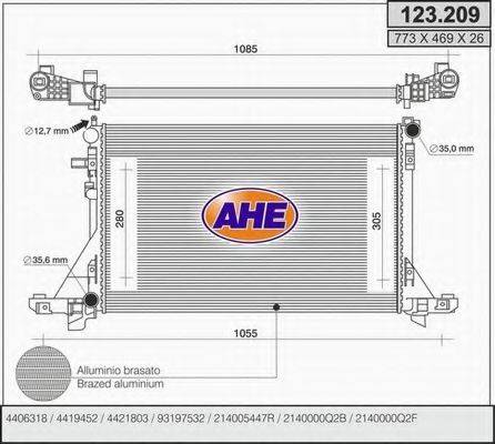 AHE 123209 Радиатор, охлаждение двигателя