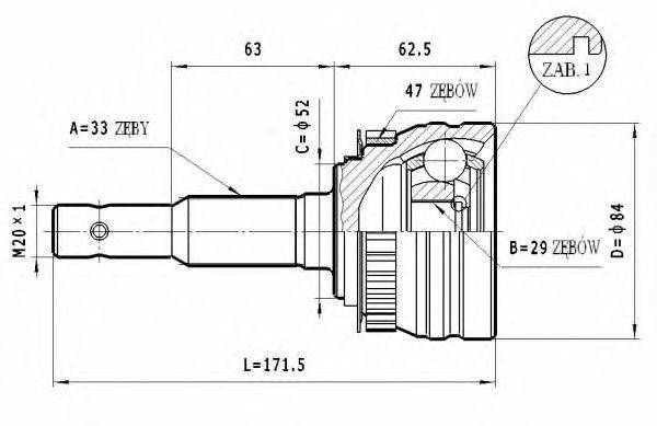 STATIM C144 Шарнирный комплект, приводной вал