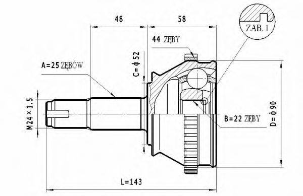 STATIM C166 Шарнирный комплект, приводной вал