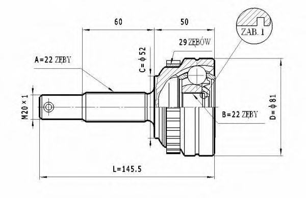 STATIM C222 Шарнирный комплект, приводной вал