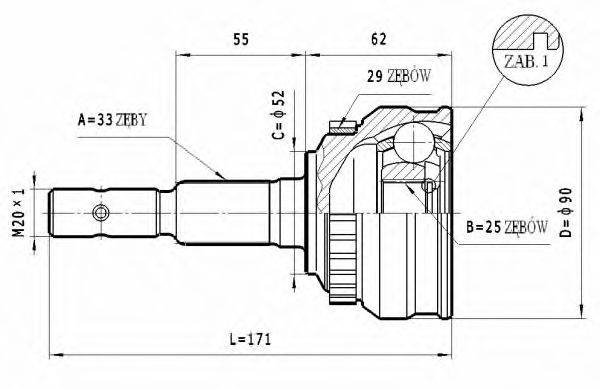 STATIM C224 Шарнирный комплект, приводной вал