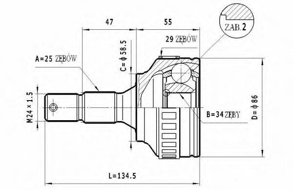 STATIM C266 Шарнирный комплект, приводной вал