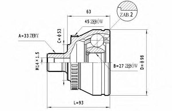 STATIM C322 Шарнирный комплект, приводной вал