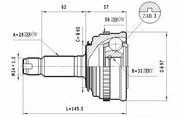 STATIM C424 Шарнирный комплект, приводной вал