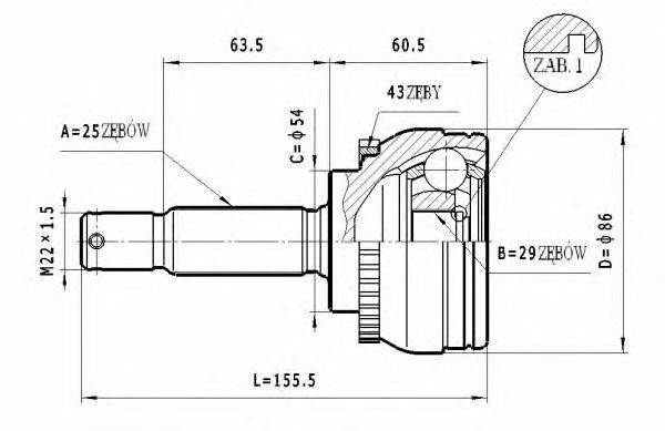 STATIM C459 Шарнирный комплект, приводной вал