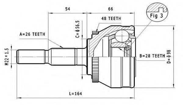 STATIM C384 Шарнирный комплект, приводной вал