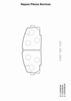 NPS T360A22 Комплект тормозных колодок, дисковый тормоз