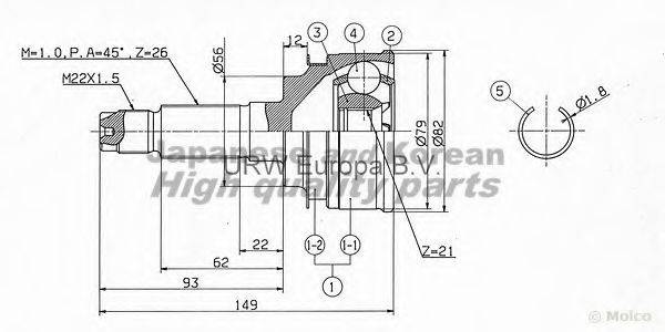 ASHUKI MA180 Шарнирный комплект, приводной вал