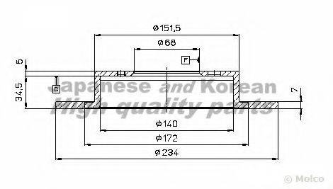 ASHUKI N01430 Тормозной диск