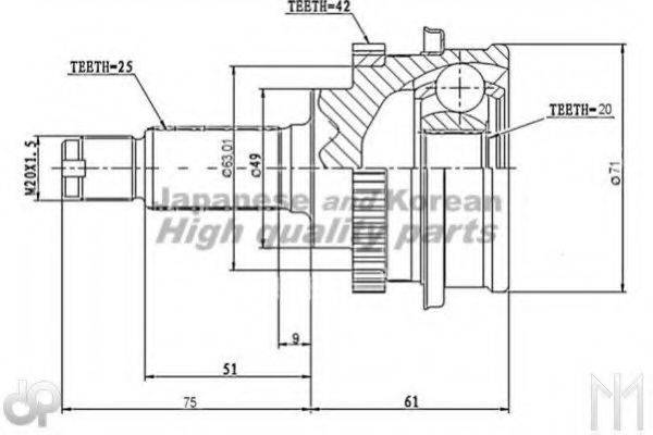 ASHUKI SK025I Шарнирный комплект, приводной вал