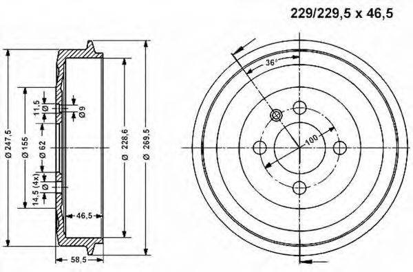VEMA 800939 Тормозной барабан