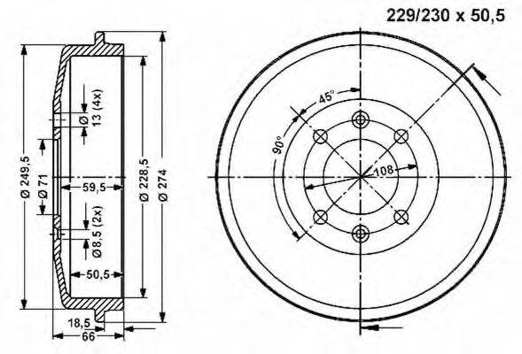 VEMA 800995 Тормозной барабан