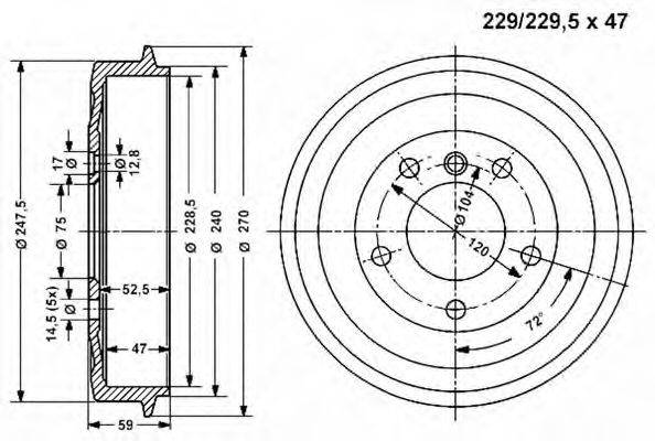 VEMA 801014 Тормозной барабан