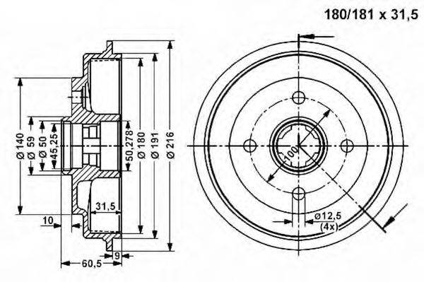 VEMA 801032 Тормозной барабан