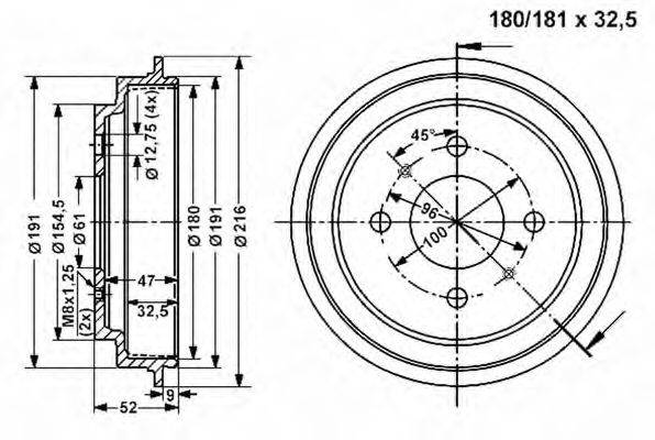 VEMA 801033 Тормозной барабан