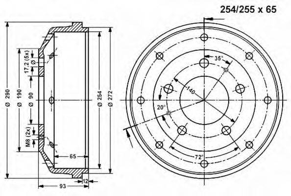 VEMA 801122 Тормозной барабан