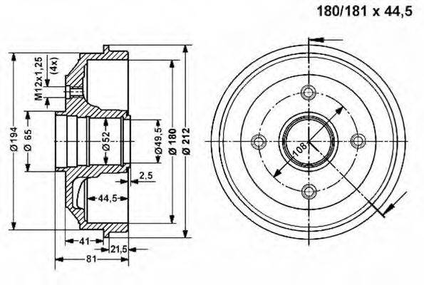 VEMA 801125 Тормозной барабан