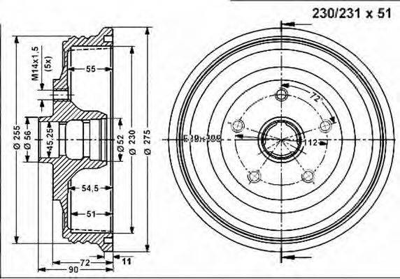 VEMA 801235 Тормозной барабан