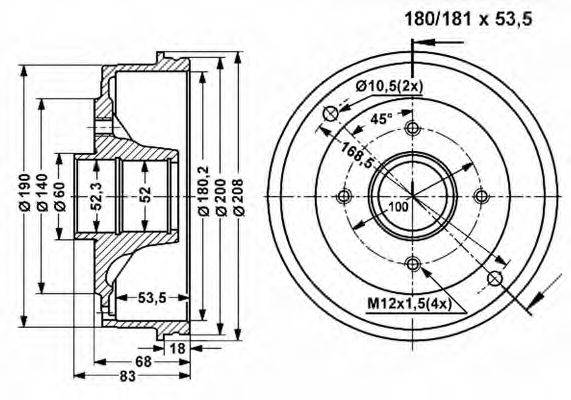 VEMA 801311 Тормозной барабан