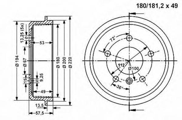 VEMA 801326 Тормозной барабан