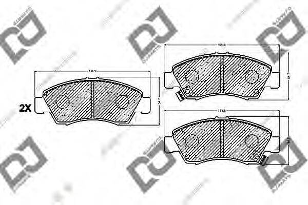 DJ PARTS BP1054 Комплект тормозных колодок, дисковый тормоз