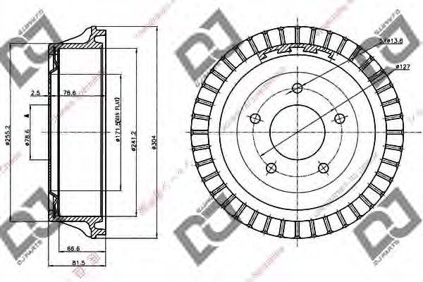 DJ PARTS BR1002 Тормозной барабан