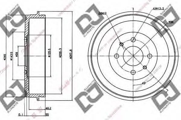 DJ PARTS BR1014 Тормозной барабан