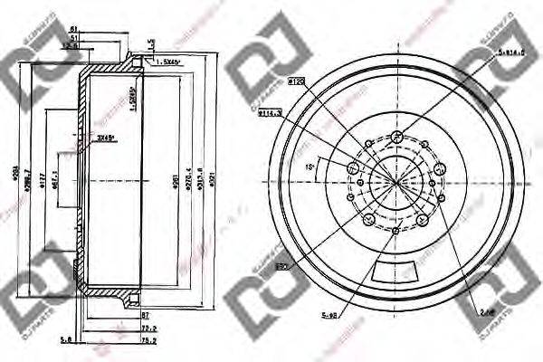 DJ PARTS BR1027 Тормозной барабан