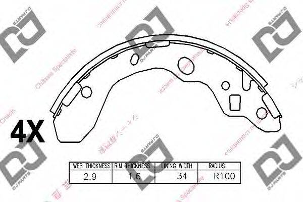 DJ PARTS BS1016 Комплект тормозных колодок