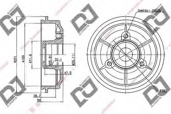 DJ PARTS BR1041 Тормозной барабан