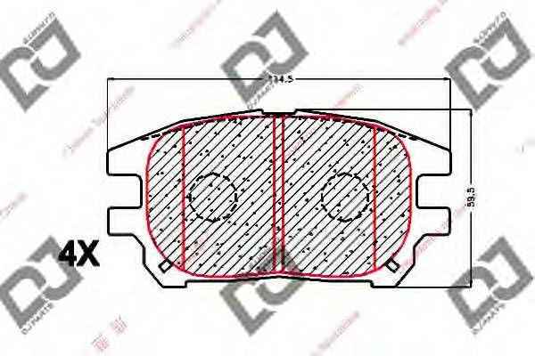 DJ PARTS BP1633 Комплект тормозных колодок, дисковый тормоз