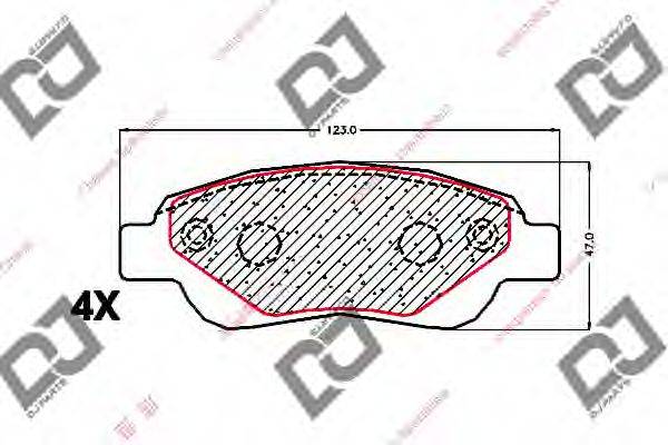 DJ PARTS BP1634 Комплект тормозных колодок, дисковый тормоз