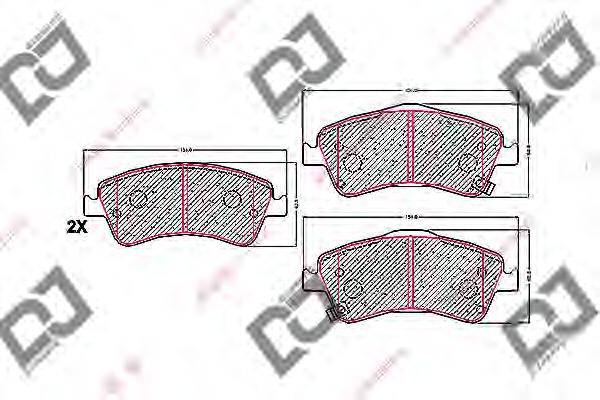 DJ PARTS BP1642 Комплект тормозных колодок, дисковый тормоз