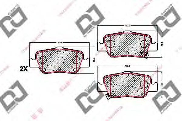 DJ PARTS BP1643 Комплект тормозных колодок, дисковый тормоз