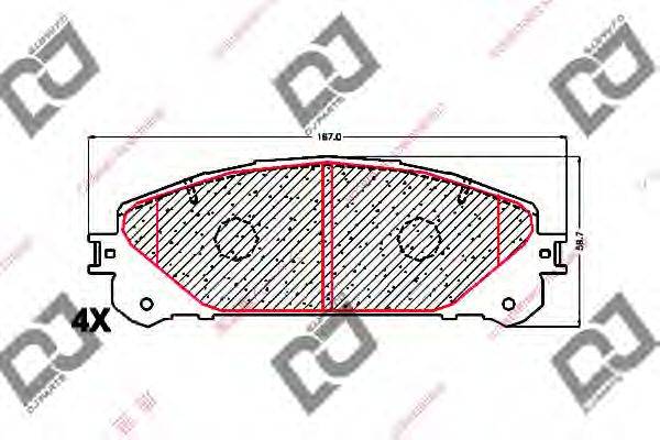 DJ PARTS BP1649 Комплект тормозных колодок, дисковый тормоз