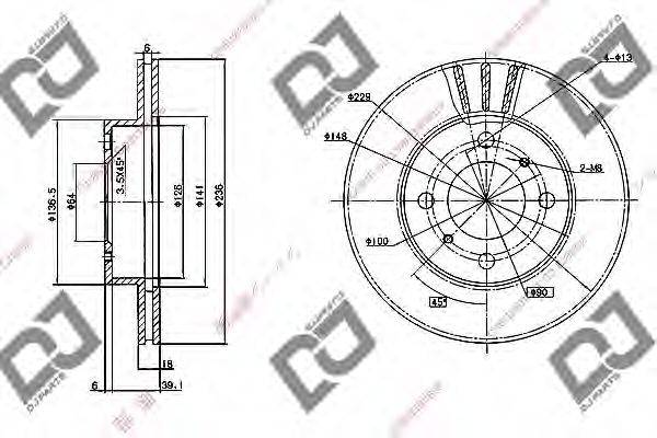 DJ PARTS BD1038 Тормозной диск