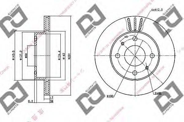 DJ PARTS BD1074 Тормозной диск