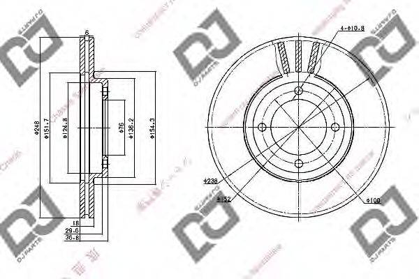 DJ PARTS BD1095 Тормозной диск