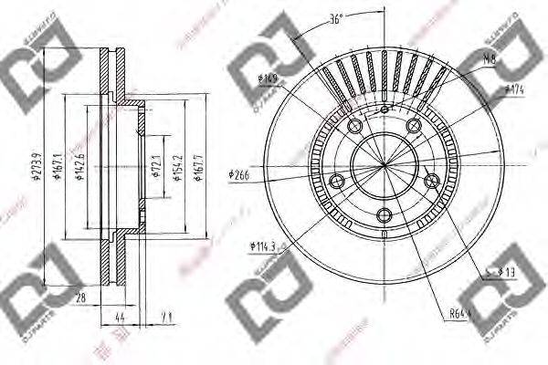 DJ PARTS BD2047 Тормозной диск