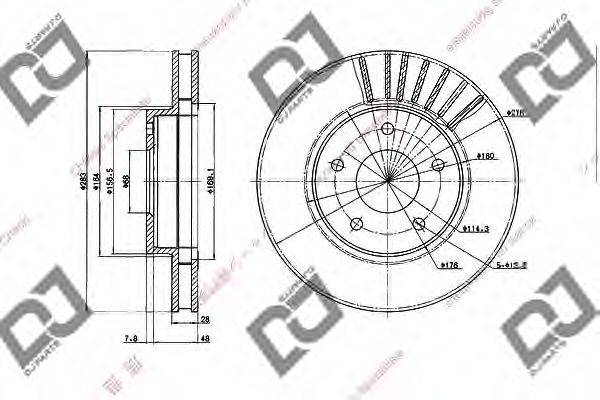 DJ PARTS BD2038 Тормозной диск