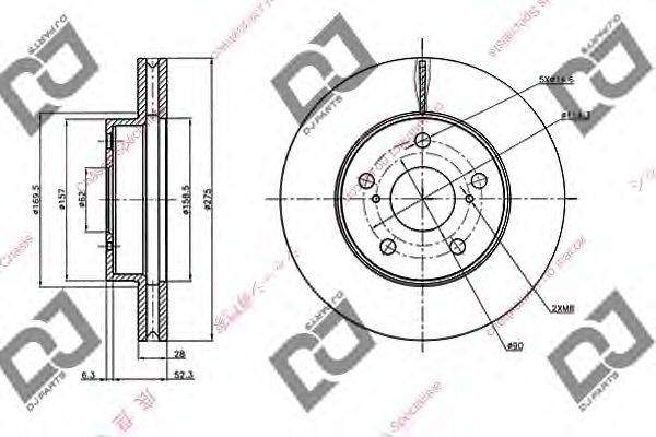 DJ PARTS BD1958 Тормозной диск