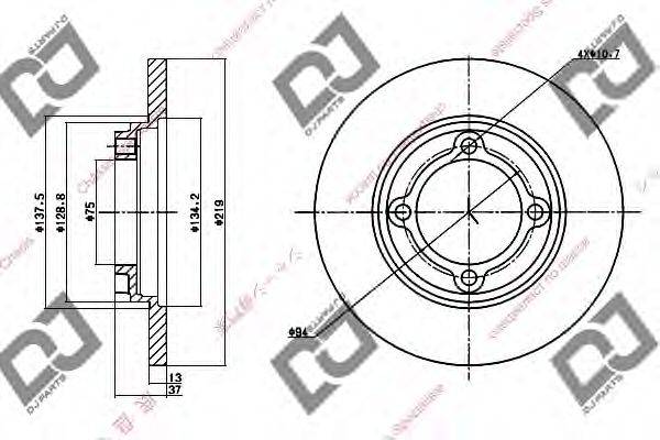 DJ PARTS BD1269 Тормозной диск