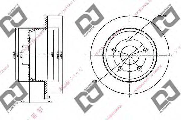 DJ PARTS BD1693 Тормозной диск